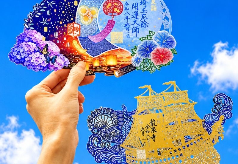 埼玉厄除け開運大師・龍泉寺にて、夏限定切り絵御朱印「蒼航」「夏空の詩」の授与を開始