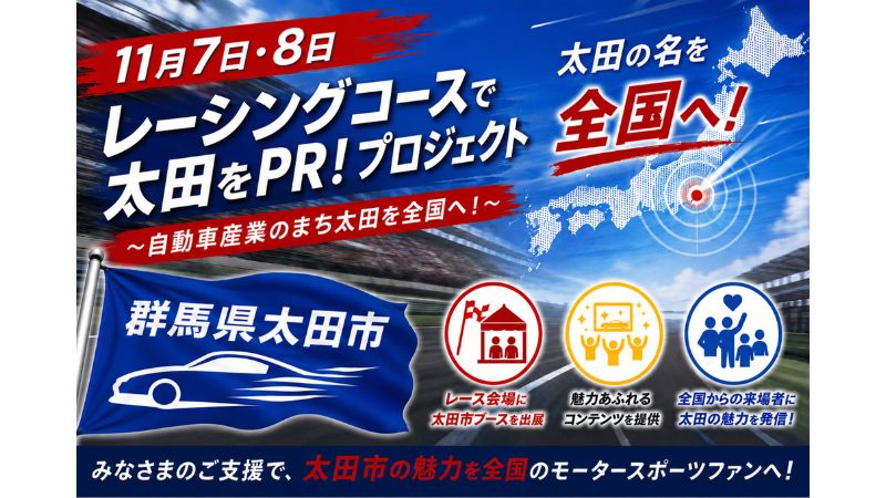 【群馬県太田市】ふるさと納税を通じたクラウドファンディングに挑戦！「レーシングコースで太田をPR！」プロジェクトを実施